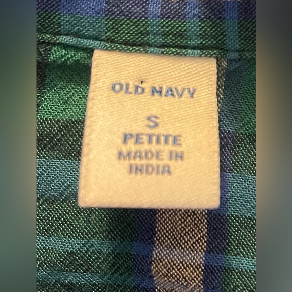 Old Navy Blue Green Colorful Plaid Button Down Dress - Picture 3 of 6